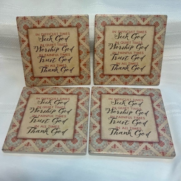 $5 ADD ON with $15+ Bundle Thirstystone Absorbent Coasters Seek God Set of 4 NWT - Picture 2 of 6